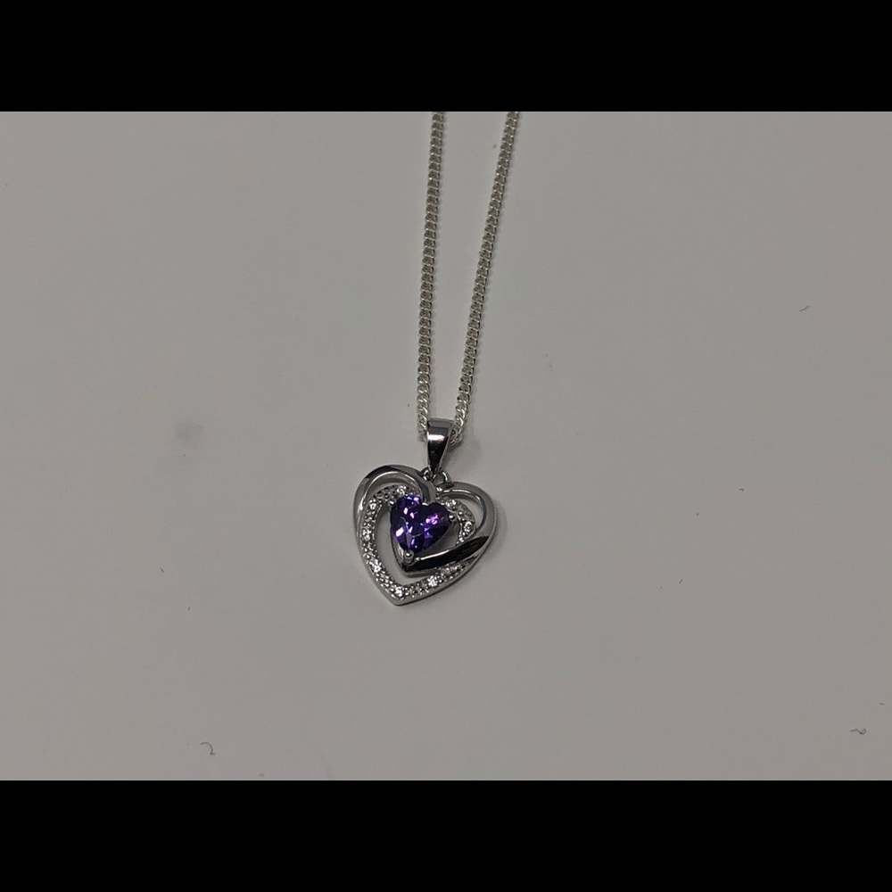 Sterling silver amethyst heart necklace pendant